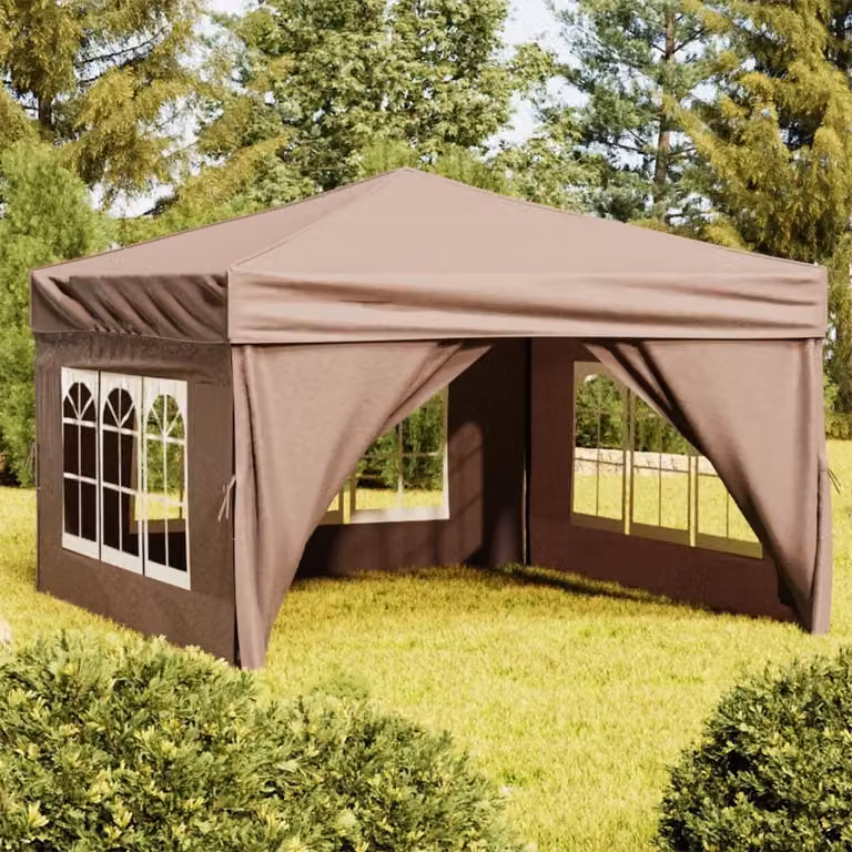 The Living Store Tenda per feste pieghevole con pareti laterali Taupe 3x3 m