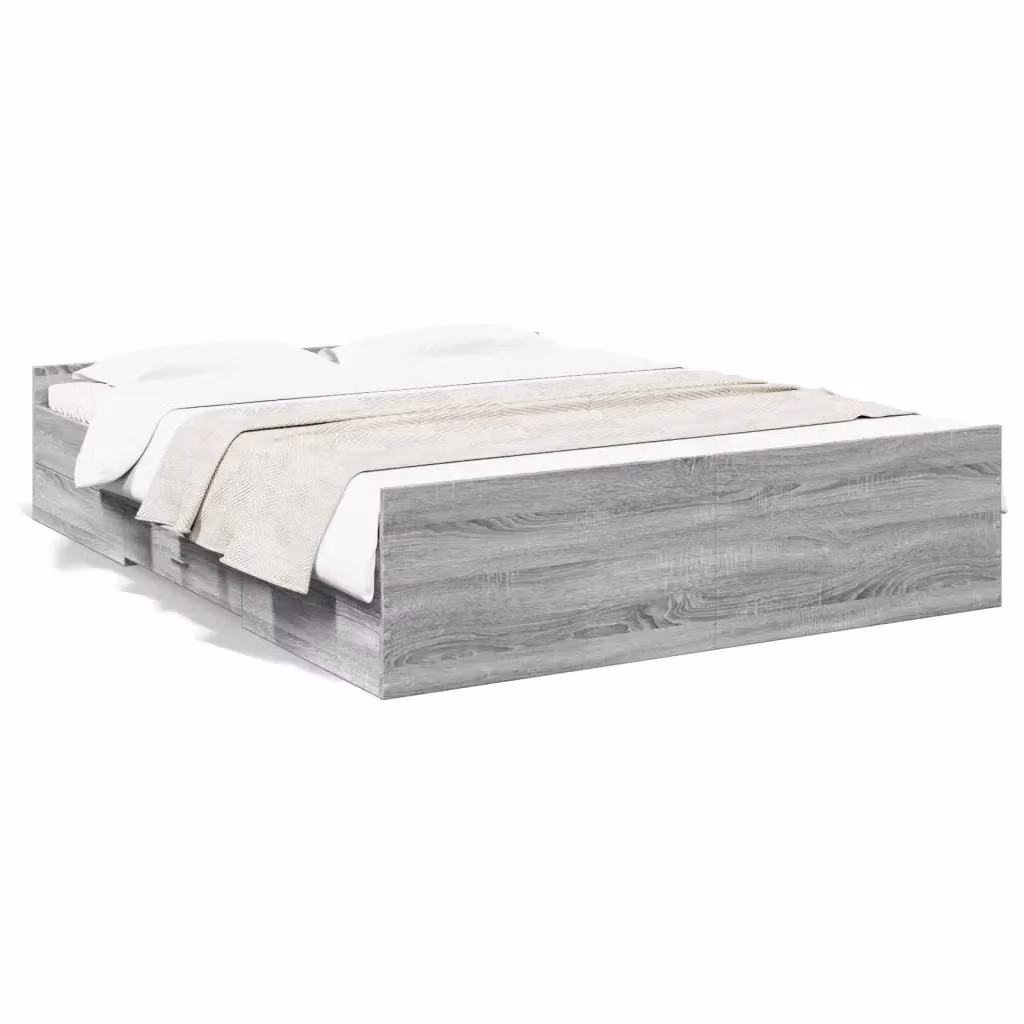 vidaXL Giroletto con Cassetti Grigio Sonoma in Legno Multistrato 160x200 cm – 2