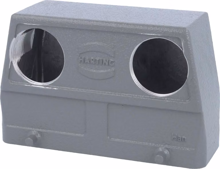 HARTING Han 24B Custodia con manicotto alto, 2xM32 uscita cavo frontale, per 2 staffe (nella parte inferiore) Vite M32 Area di serraggio