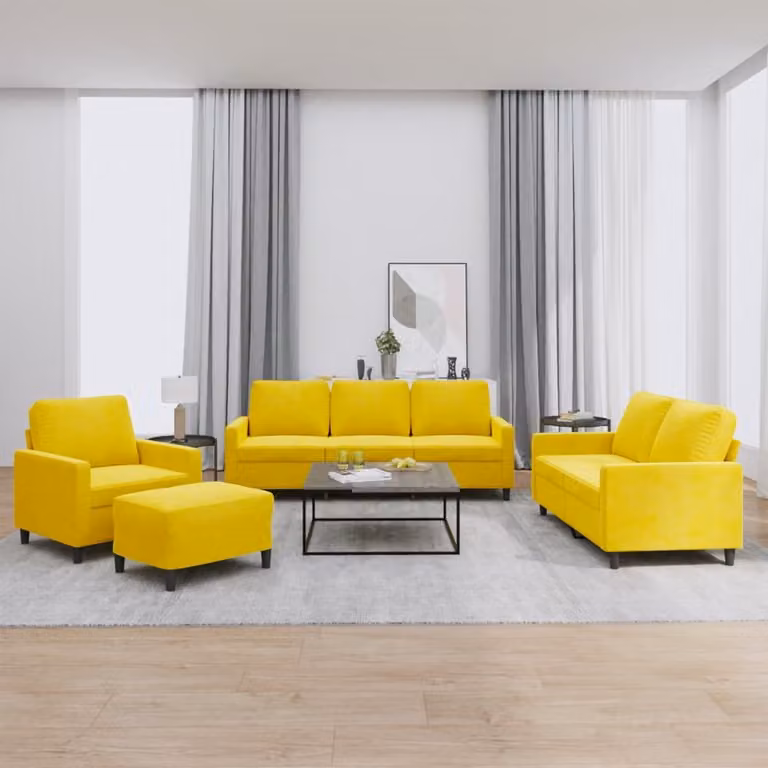Maison Exclusive - Set divano 4 pezzi con cuscini in velluto giallo