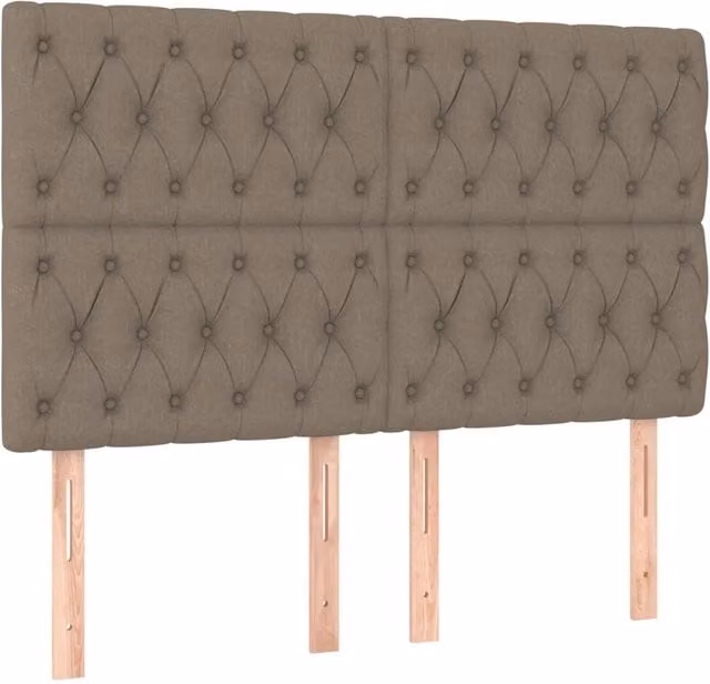 Testata per letto imbottita in tessuto beige con struttura in legno di larice L: 160 cm, P: 7 cm, H: 118-128 cm – 1