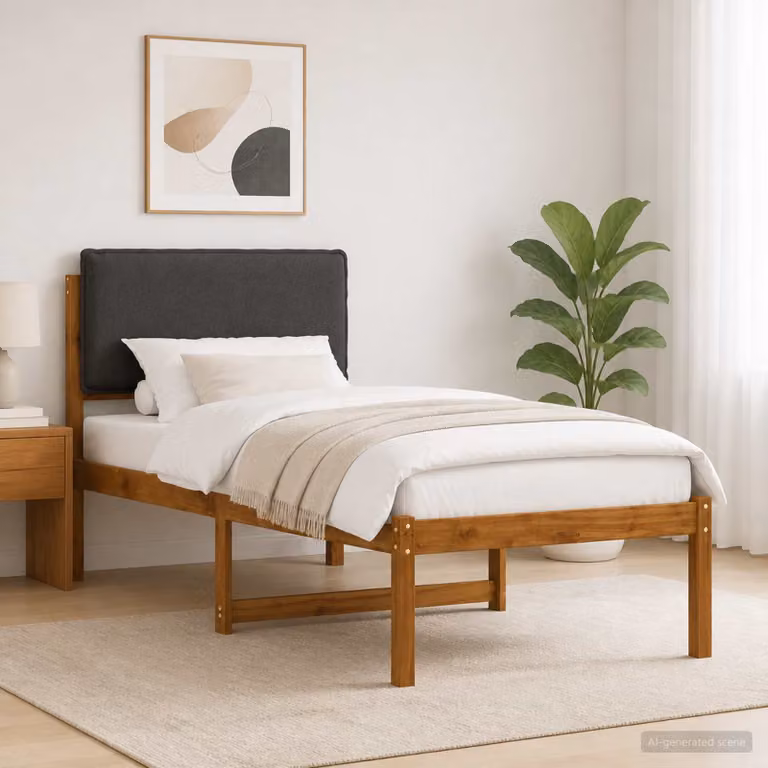 vidaXL Letto con Testiera Rivestita Naturale e Grigio Scuro