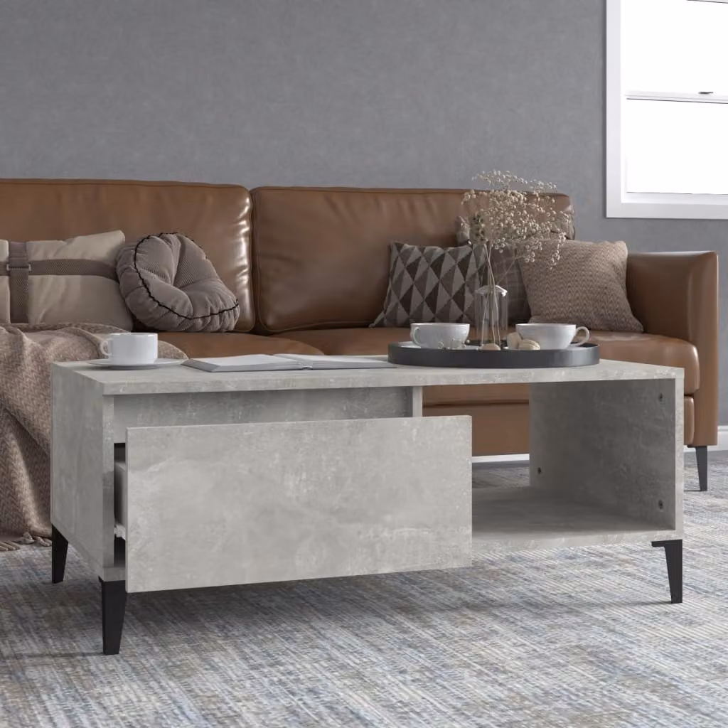 Maison Exclusive - Tavolino grigio cemento 90x50x36,5 cm Materiale ligneo
