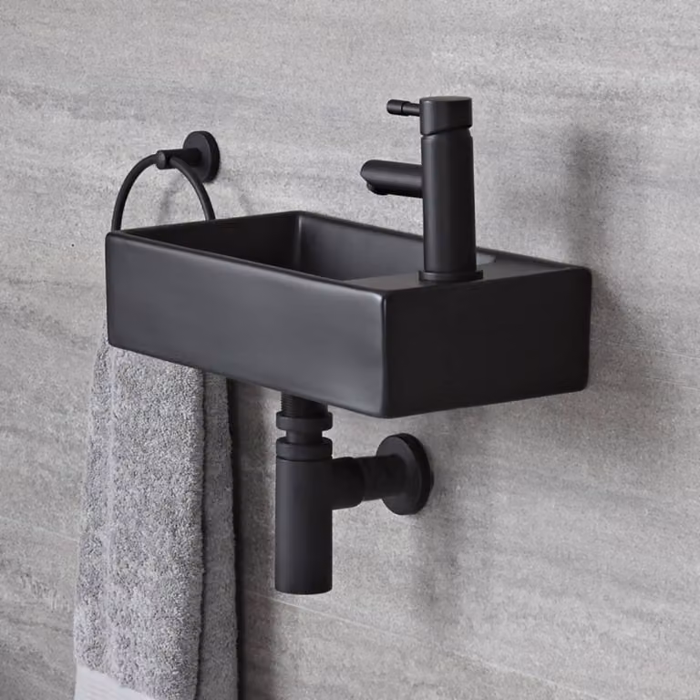 Lavabo Bagno Sospeso Rettangolare Nero 400 x 220mm -Nox