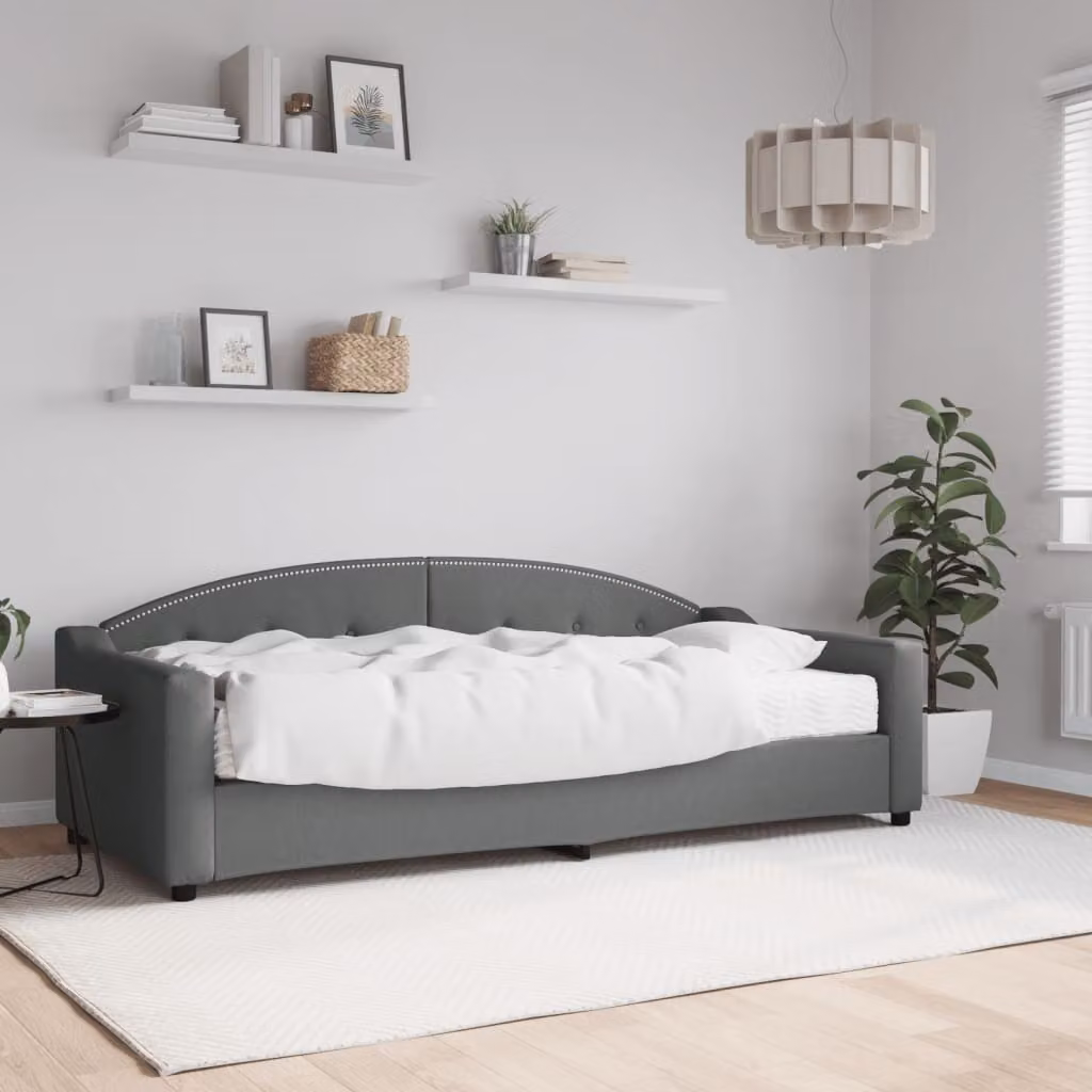 vidaXL Divano Letto con Materasso in Tessuto Grigio L/P/H: 223 x 90 x 100 cm