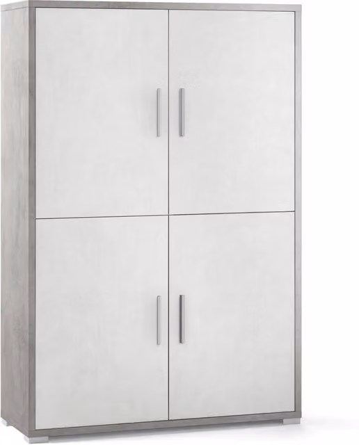 Mobile con 4 Ante 108x161x41 cm Cemento/Ossido Bianco