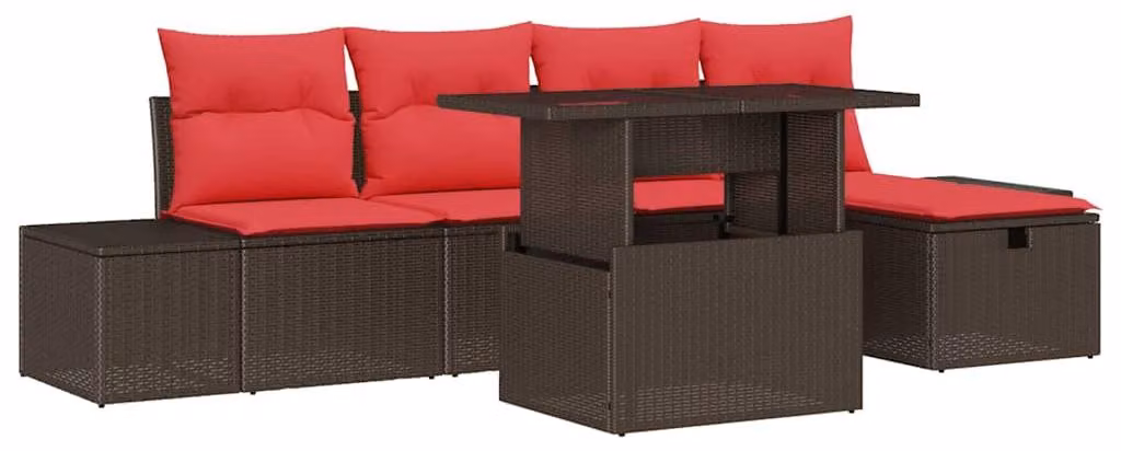 Set Divano da Giardino con cuscino 6 pcs polyrattan
