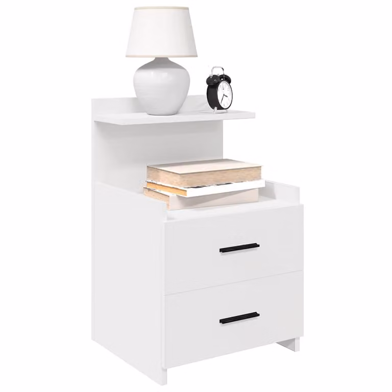 Set di 2 comodini bianchi moderni vidaXL con 2 cassetti, L 40 cm x P 36,5 cm x H 62 cm
