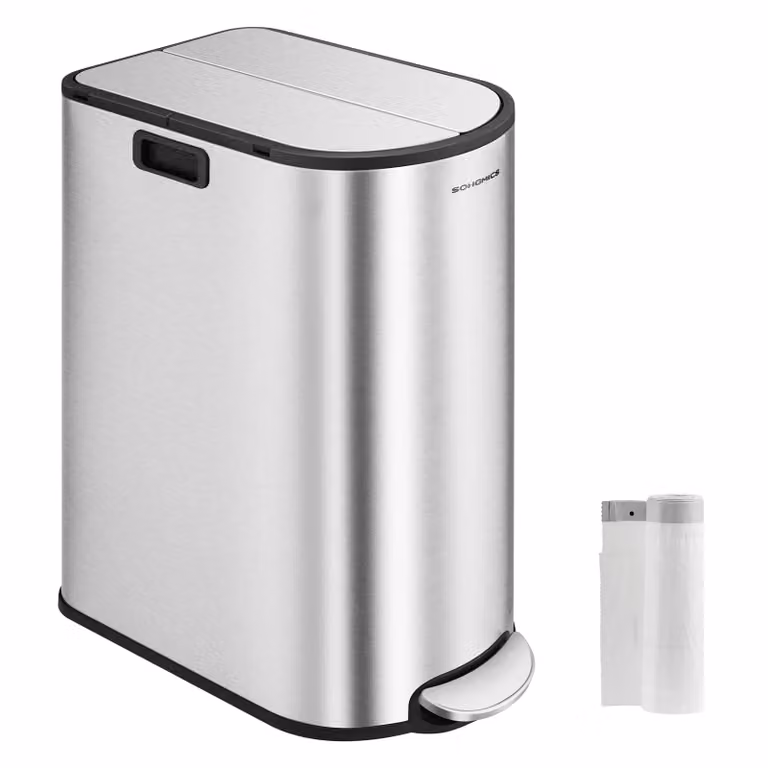 Cestino da Cucina con Secchi da 30L e 20L, Argento Metallizzato