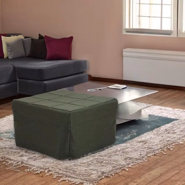 Pouf letto singolo pieghevole Vega EFFEZETA ITALIA in tessuto verde con struttura in metallo