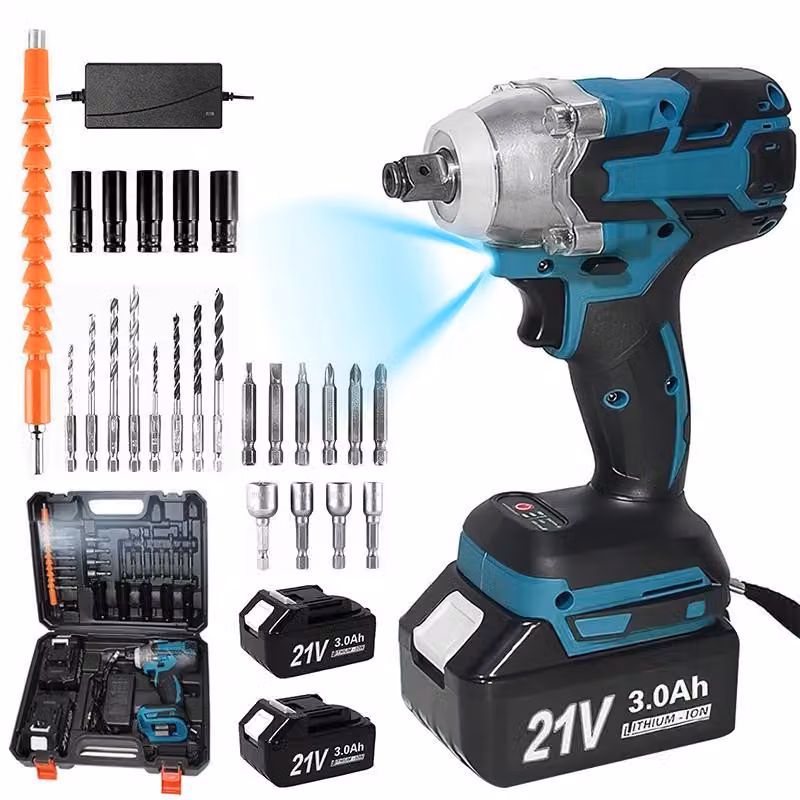 Avvitatore a percussione a batteria - Attacco quadrato da 1,27 cm - Coppia elevata di 520 Nm - Motore brushless - 18V, senza fili - Include 2 batterie