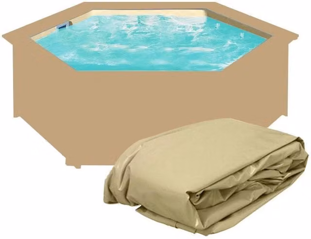 Liner di ricambio in PVC per piscina in legno Ecowood ottagonale BSVILLAGE colore sabbia Ø 4,70 m x H 1,20 m, spessore 0,75 mm