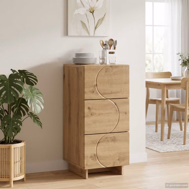 Credenza moderna in legno di rovere marrone vidaXL L: 33,5 cm, P: 34,5 cm, H: 75 cm