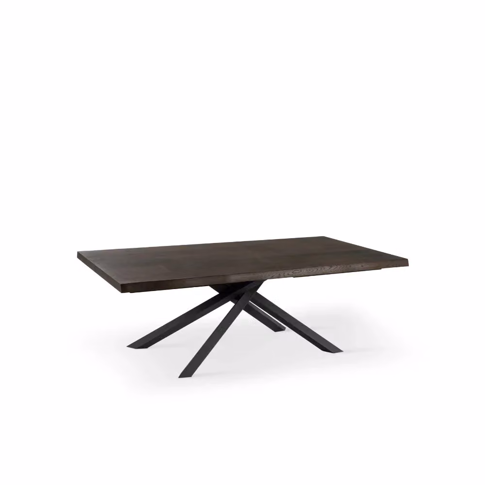 Tavolo da pranzo allungabile Blake Duzzle in legno impiallacciato rovere termocotto, colore marrone e nero, L: 160-240 cm, P: 90 cm, H: 76 cm – 2