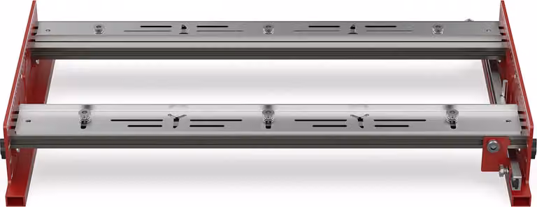 Base per fresatura, regolabile per spessori di legno da 8 a 50 mm, in lega leggera di alluminio, piano d'appoggio
