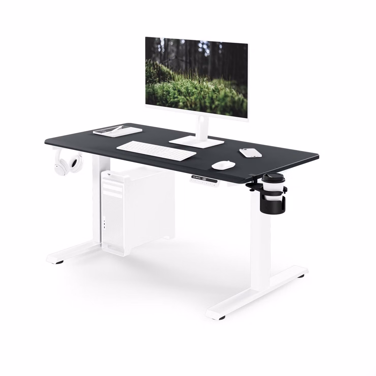 Scrivania ergonomica, regolabile in altezza, nei colori bianco e antracite: 120 x 60 cm: ARIA