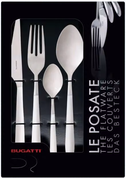 ARES, Posate Set 24 pz, Scatola con Finestra, Casa Bugatti Colore: Grigio