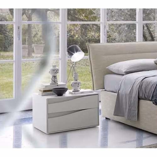 Comodino 2 cassetti con maniglia curva Eros