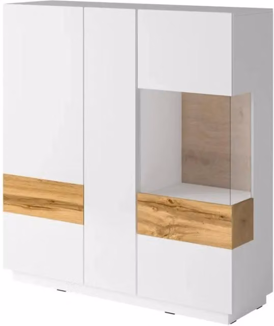 Buffet alto KILES tre porte. Colori bianco e rovere. Stile design