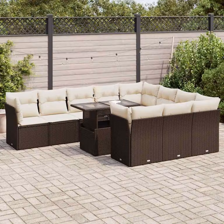 Maison Exclusive - Set Divani da Giardino 11 pz con Cuscini Polyrattan Marrone