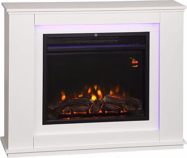 Camino Elettrico HOMCOM con Fiamma a 12 Colori e 5 Livelli di Luminosità, Potenza fino a 2000W, Telecomando e Timer, L/P/H: 98 x 25 x 80 cm, Bianco e Nero