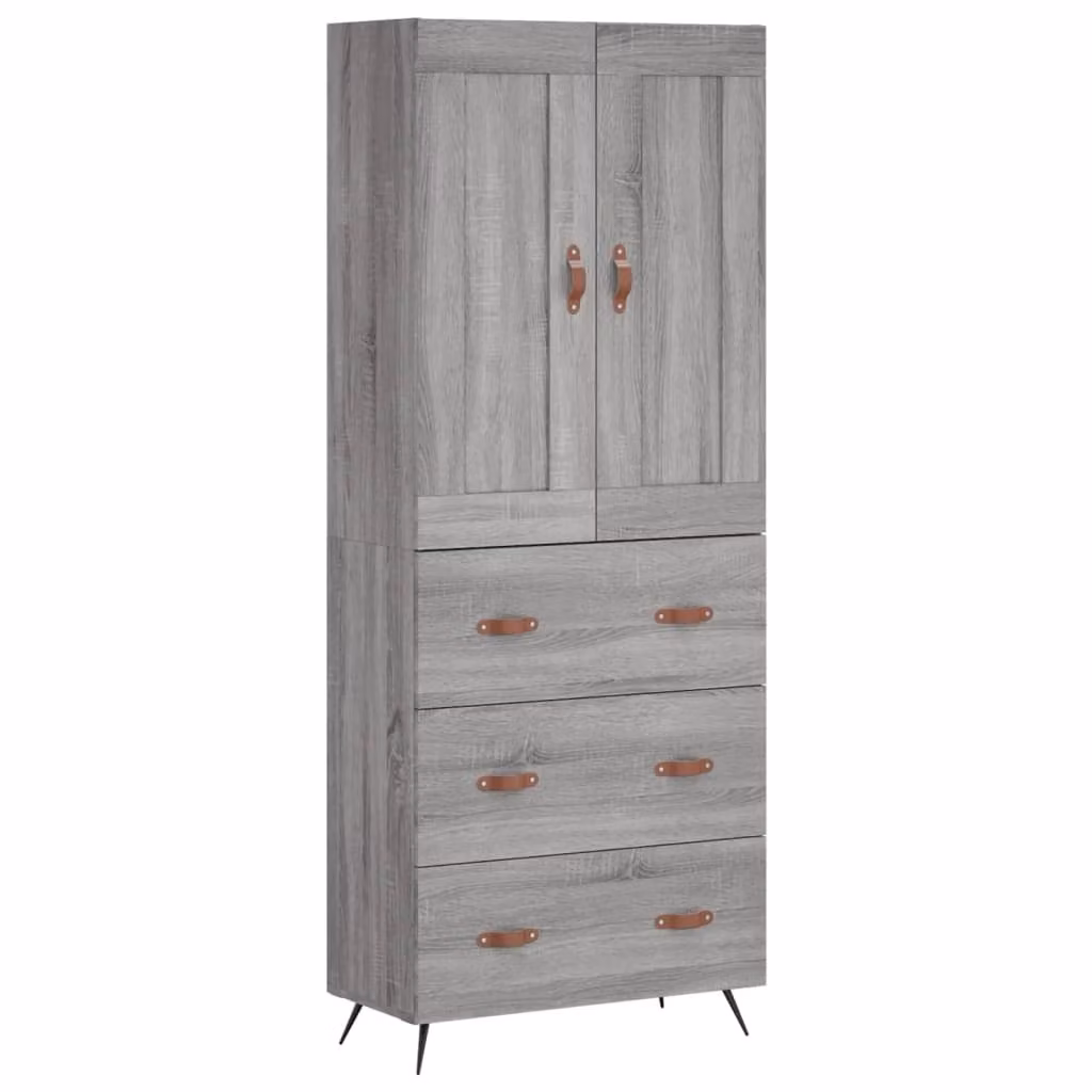 Credenza Grigio Sonoma 69,5x34x180 cm in Legno Multistrato