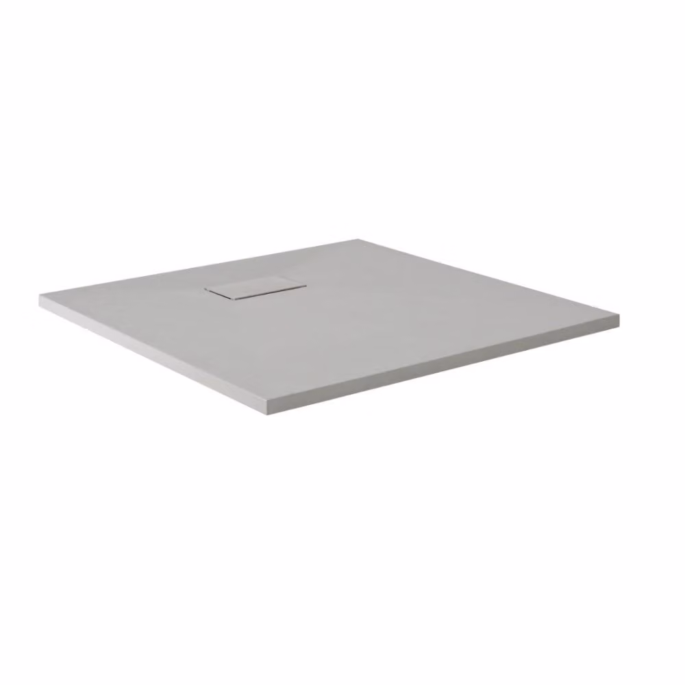 Piatto Doccia Effetto Ardesia Grigio Chiaro - 800mm x 800mm - con Kit di Rialzo per Nicchia - Rockwell