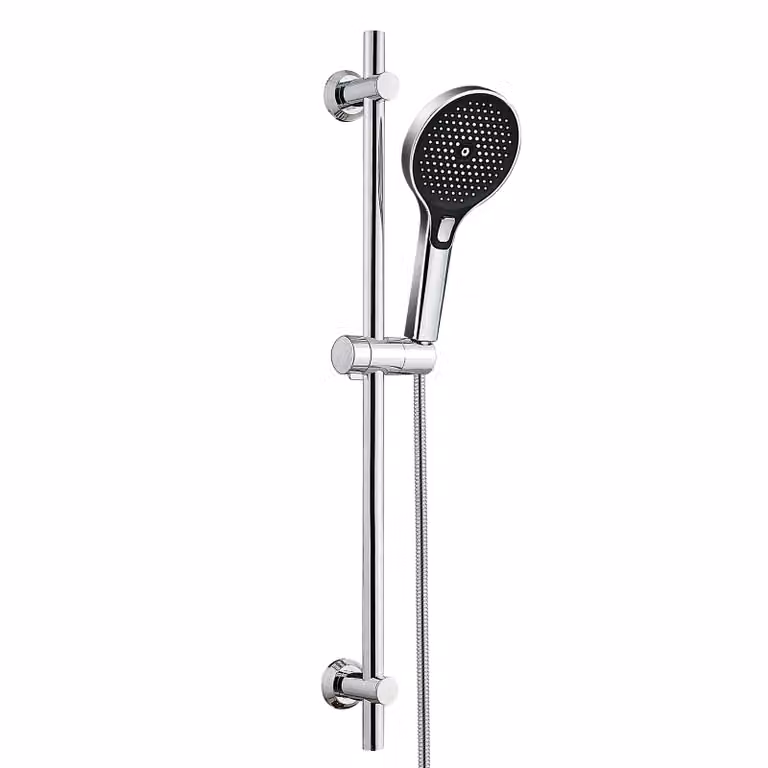 JOHO Asta doccia in acciaio inossidabile da 70 cm con soffione, tubo flessibile e supporto; set con supporto per soffione, doccetta a 3 getti, cromato