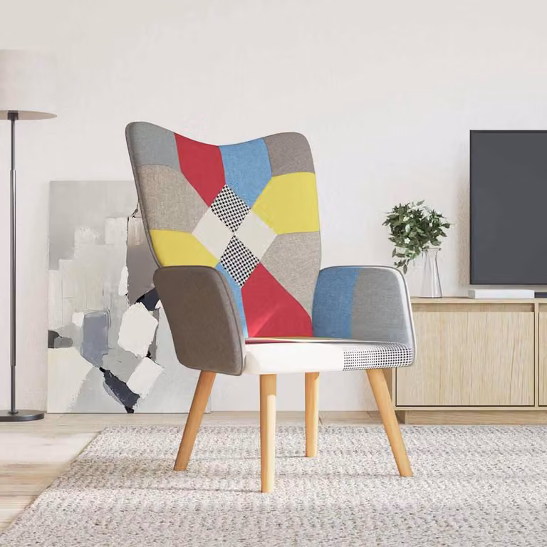 Poltrona Relax vidaXL in Tessuto Patchwork Multicolore con Braccioli e Design Moderno