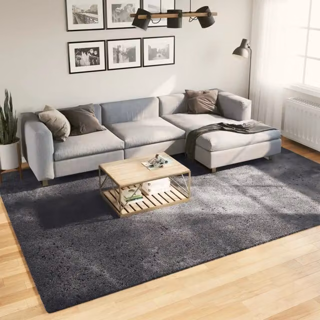 Tappeto Moderno vidaXL in Poliestere Lavabile Antracite L: 240 cm, P: 340 cm