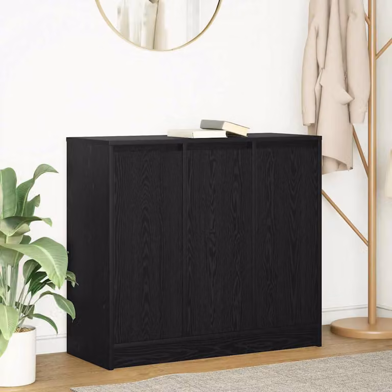 Credenza moderna vidaXL in legno nero con ante a battente e ripiani interni L: 85 cm, P: 34 cm, H: 76 cm