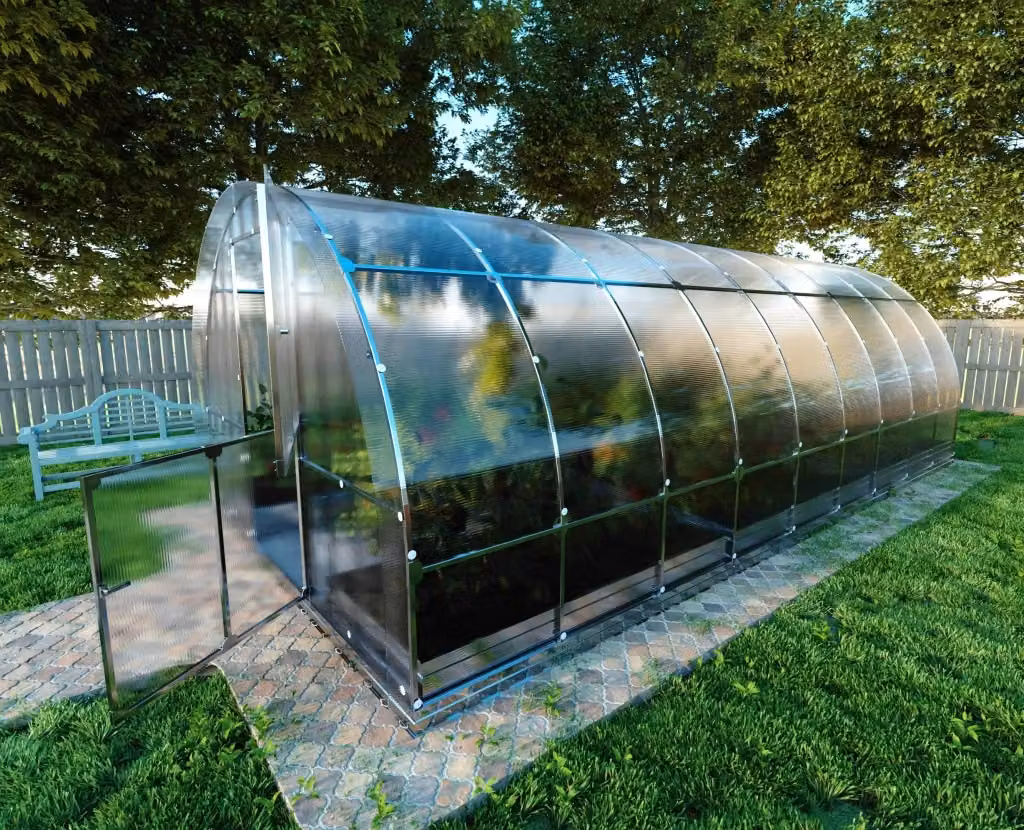 Serra da giardino KLASIKA TUBE con rivestimento in policarbonato trasparente e struttura in acciaio zincato, L: 6 m, P: 3 m – 2