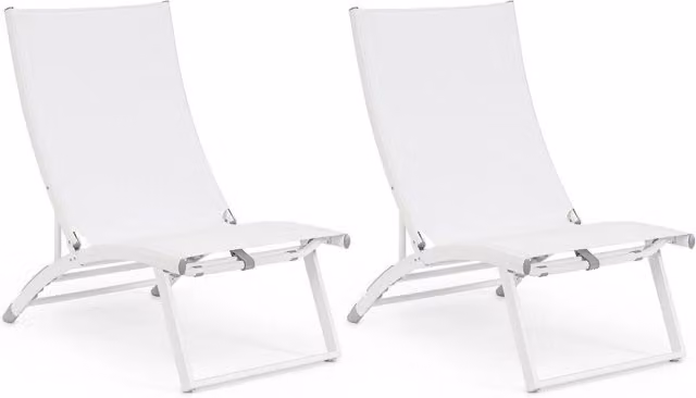 Set 2 Poltrone da Giardino 53x166,5x90 cm in Alluminio Taylor Bianco