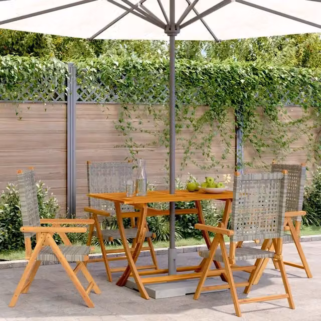 Sedie Reclinabili Pieghevoli 4pz Grigie Polyrattan 3214523