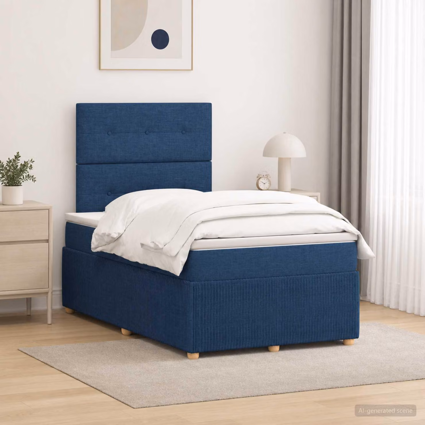 Maison Exclusive - Letto boxspring con materasso e testiera blu 120 x 200 cm Tessuto