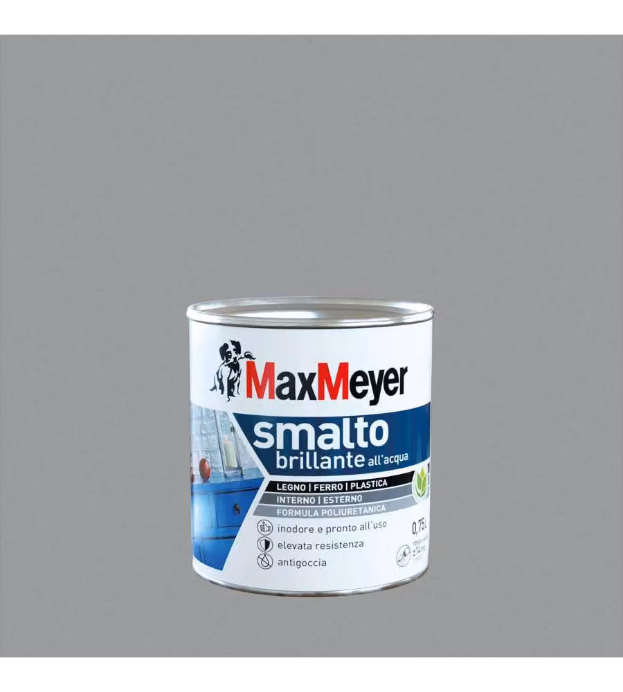 MaxMeyer Smalto Poliuretanico Brillante all'Acqua - Grigio Pietra- 0,75 l