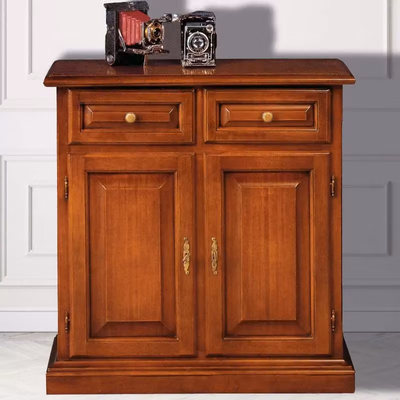 Credenza madia classica Mobili 2G con 2 porte e 2 cassetti in legno color noce L: 82 cm, P: 41 cm, H: 84 cm – 2