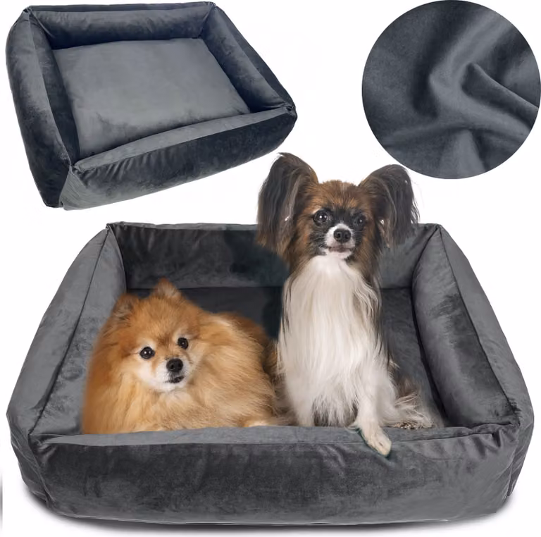 Cuccia per cani, lettiera 70x60 cm, cuscini, divano, lettino, recinto, velluto grigio