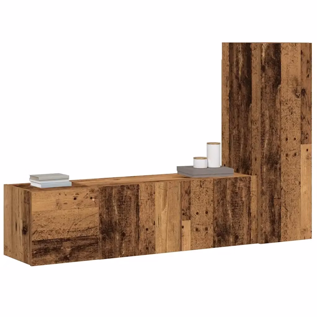 Set di mobili TV da parete vidaXL in legno multistrato e MDF, colore marrone, stile moderno – 2