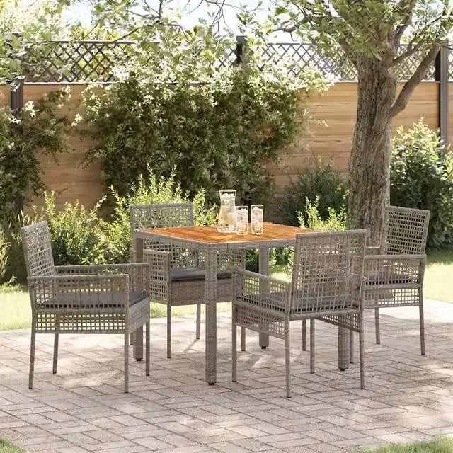 Set da Pranzo per Giardino 5 pz Grigio polyrattan 3334910