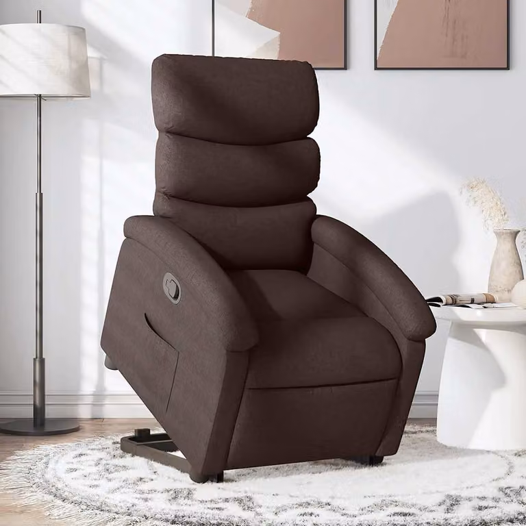 vidaXL Poltrona Alzapersona Reclinabile Marrone con Assistenza Elettrica in Tessuto