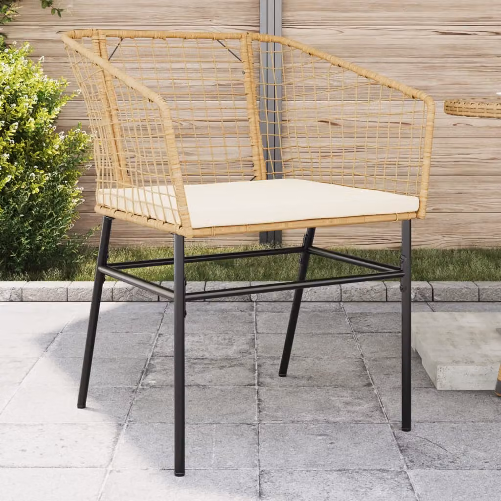Set di 2 sedie da giardino vidaXL in polyrattan marrone con cuscini e braccioli