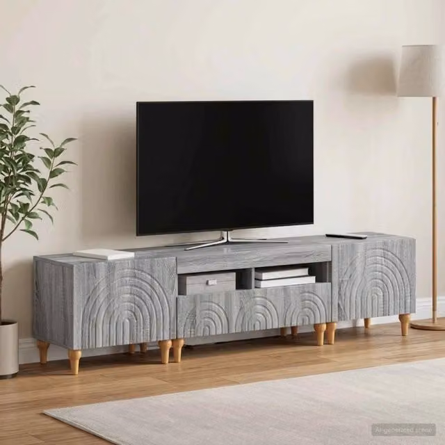Mobile TV LED a 3 pezzi Sonoma grigio Legno ingegnerizzato 3416506