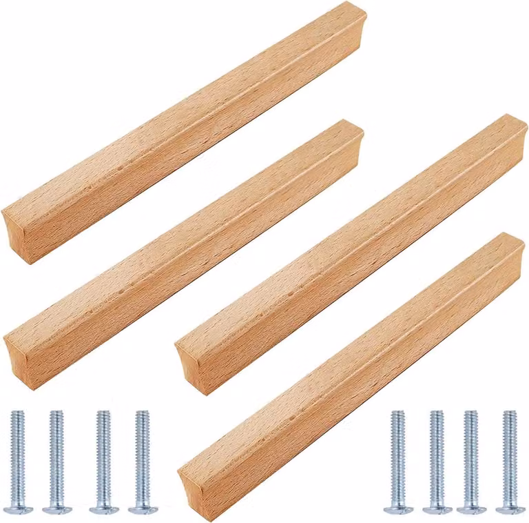 Maniglie in legno massiccio per armadi da cucina - Maniglie perfette per le porte - 4 pezzi - 240mm