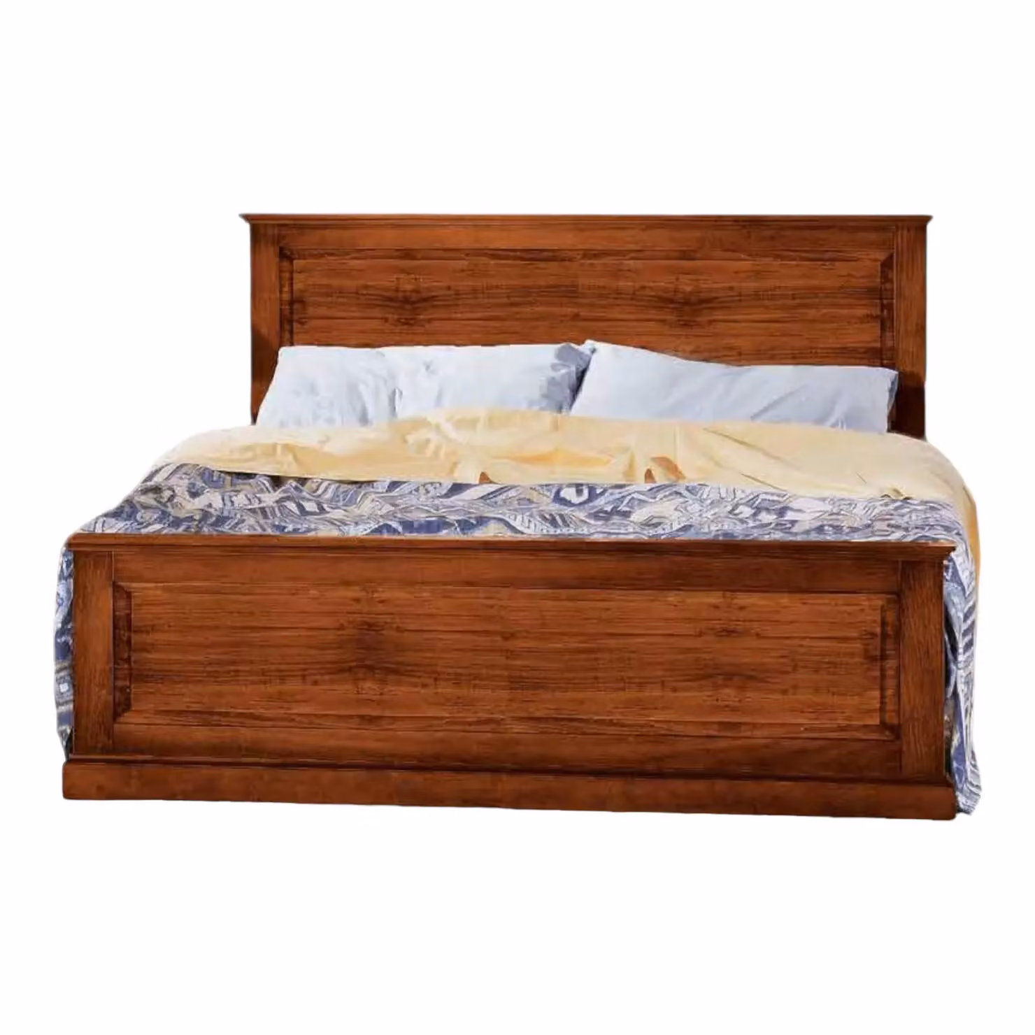Letto matrimoniale classico in legno di pino color noce Mobili 2G L/P/H: 173 x 110 x 209 cm – 2