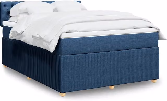 Letto Ibrido Moderno vidaXL in Legno di Pino con Materasso Blu e Bianco L/P/H: 140 x 200 x 100,5 cm