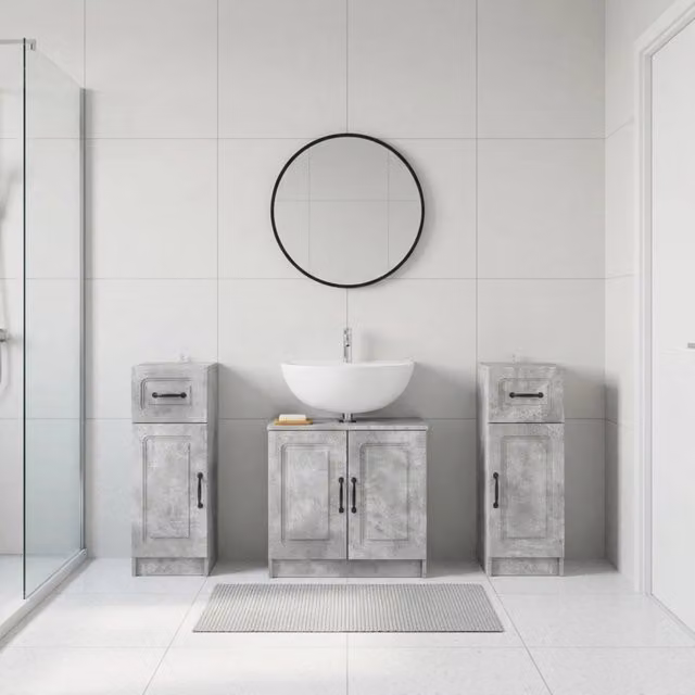Set di armadietti da bagno in 3 pezzi UTRECHT Grigio Cemento 3418056