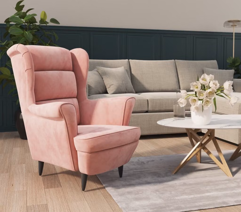 The Living Store poltrona in velluto rosa