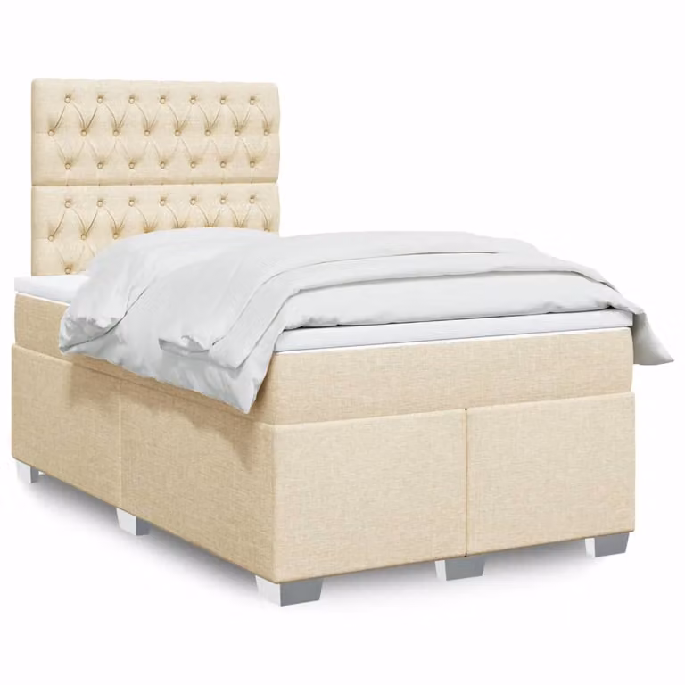vidaXL Letto Ibrido con Materasso a Molle Insacchettate e Struttura in Legno di Pino, Colore Beige e Bianco, L/P/H: 120 x 190 x 150,5 cm