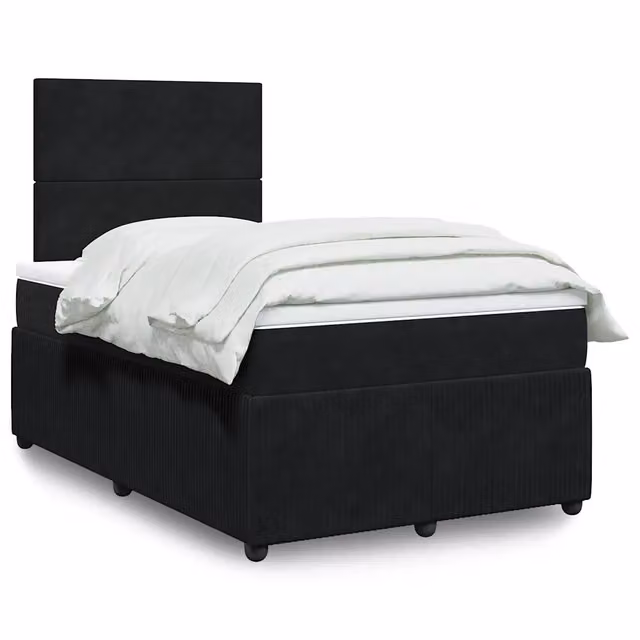 Giroletto a Molle con Materasso Nero 120x190 cm in Velluto 3294582